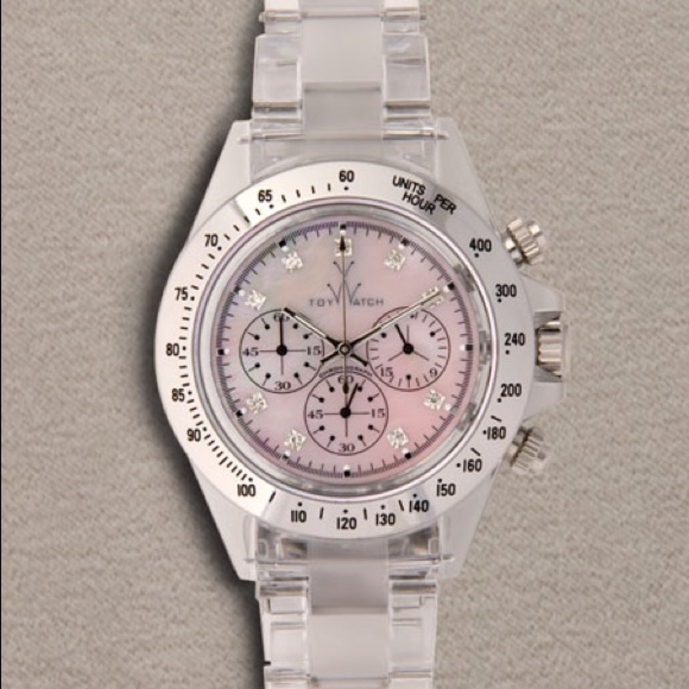 ToyWatch Mother of Pearl & Diamonds-Acrylic band